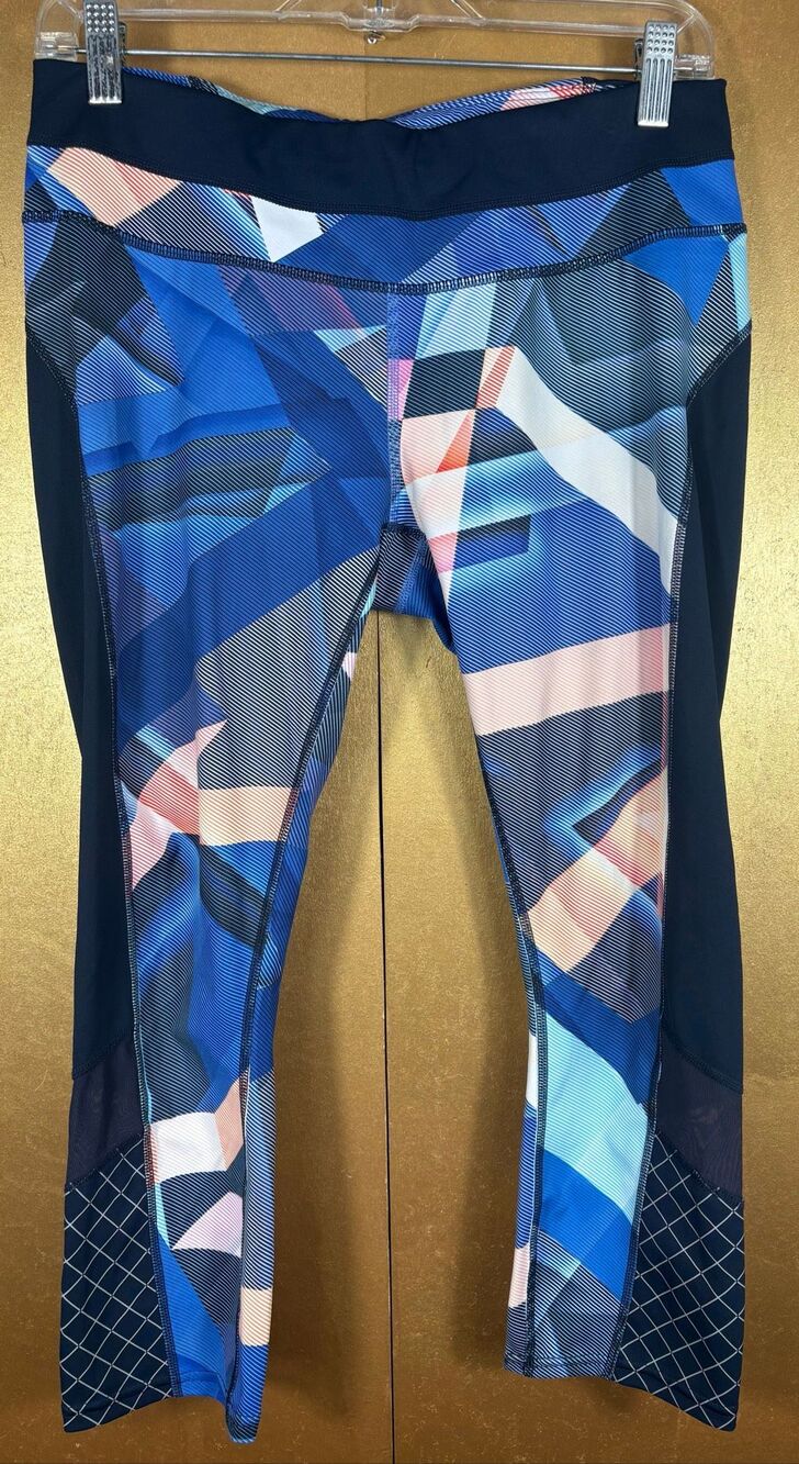 Athleta Electric Geo Sonar Crop Capri Leggings Blue Size M